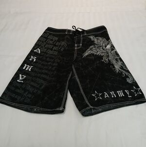 Apprime Army-Inspired "Courage Above All" Graphic Print Board Shorts Men Medium